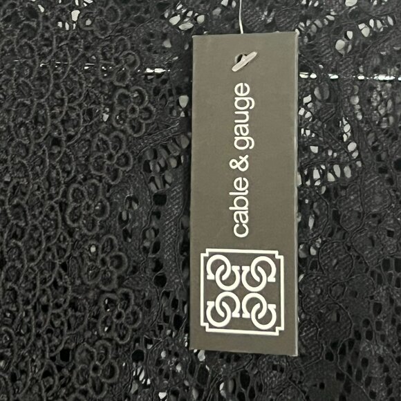 🖤 Cable & Gauge Black Lace Mock Neck Blouse - L/G - Picture 5 of 11